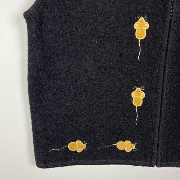 Vintage 90s 100% Boiled Wool Cat & Mouse Vest Black Women’s XL RARE! - Picture 6 of 11